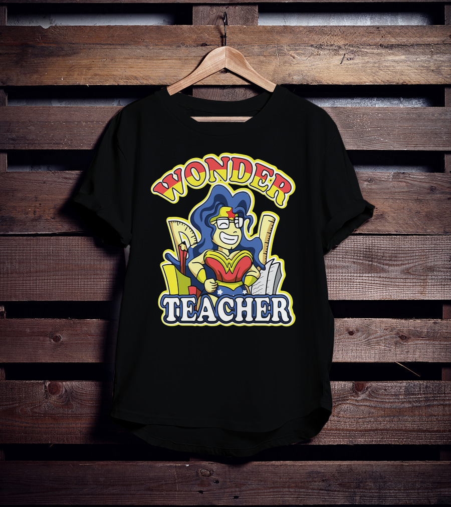 Wonder Teacher Superhero Parody With Classroom Tools T-Shirt
