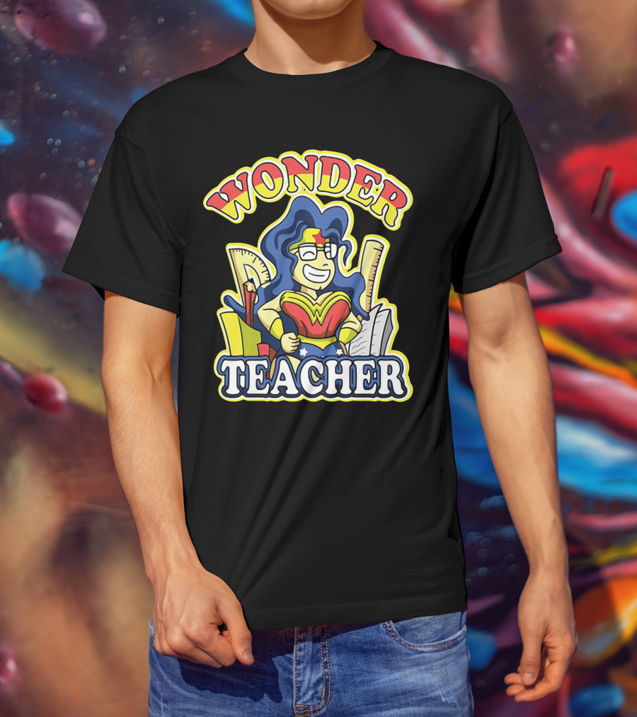 Wonder Teacher Superhero Parody With Classroom Tools T-Shirt