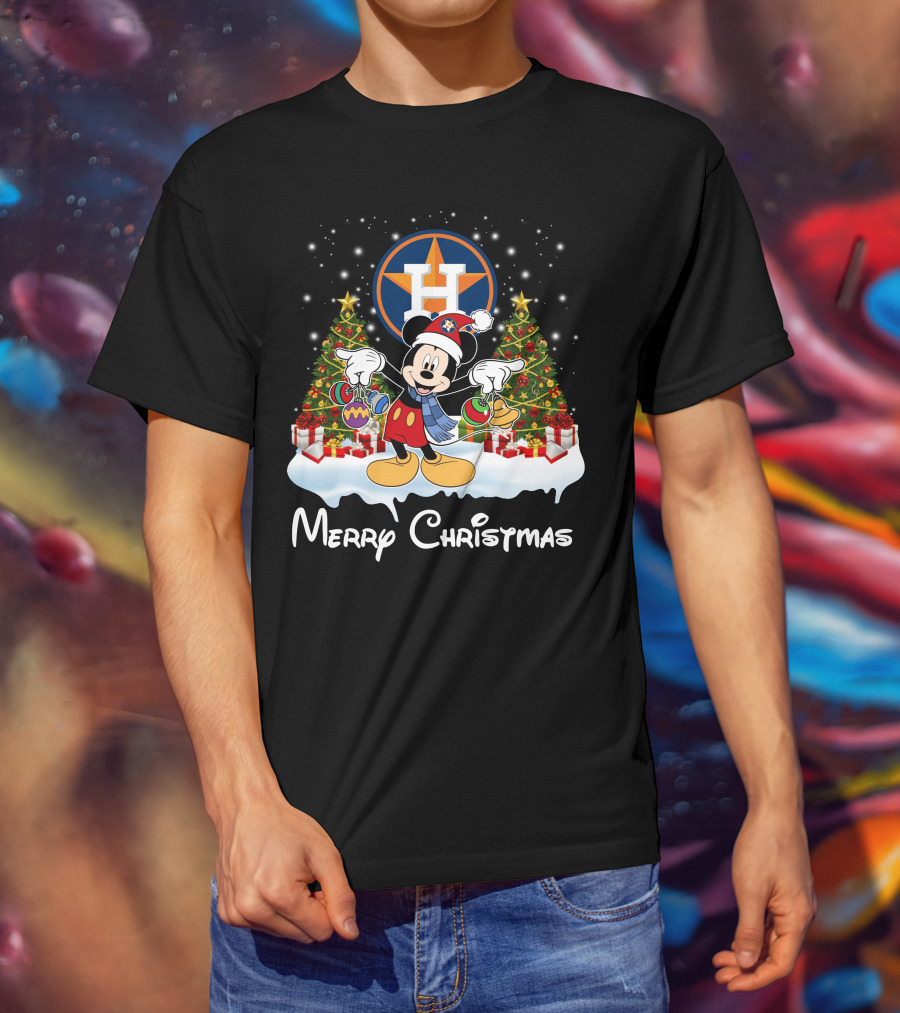 Mickey Merry Christmas Houston Astros T-Shirt
