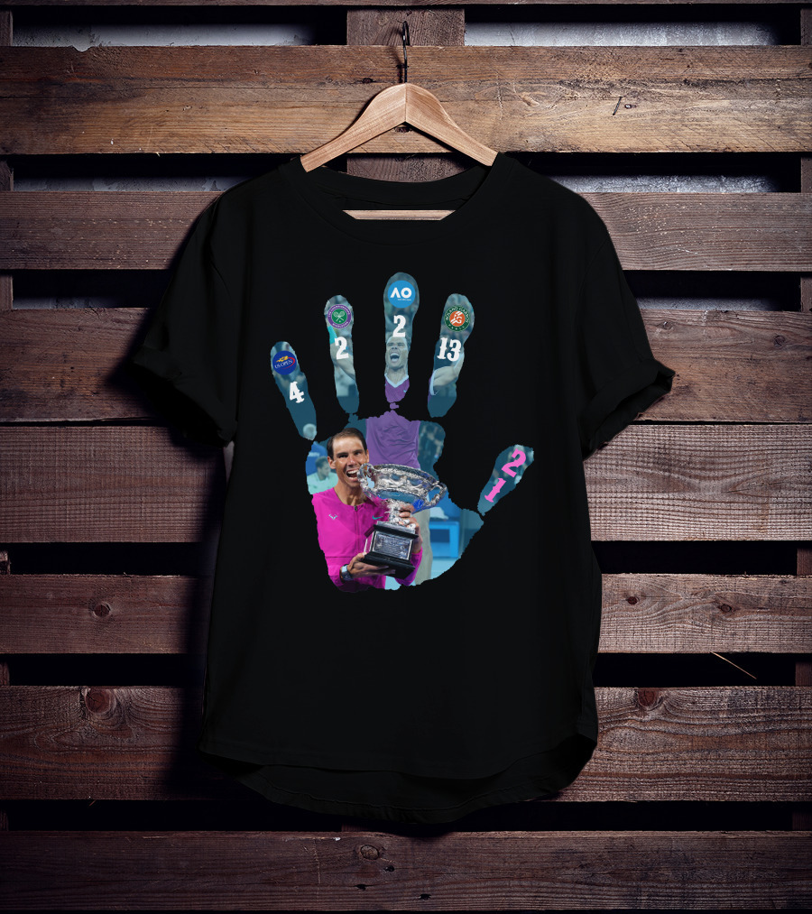 Nadal Champion 21 Hand Grand Slam Titles Victory T-Shirt