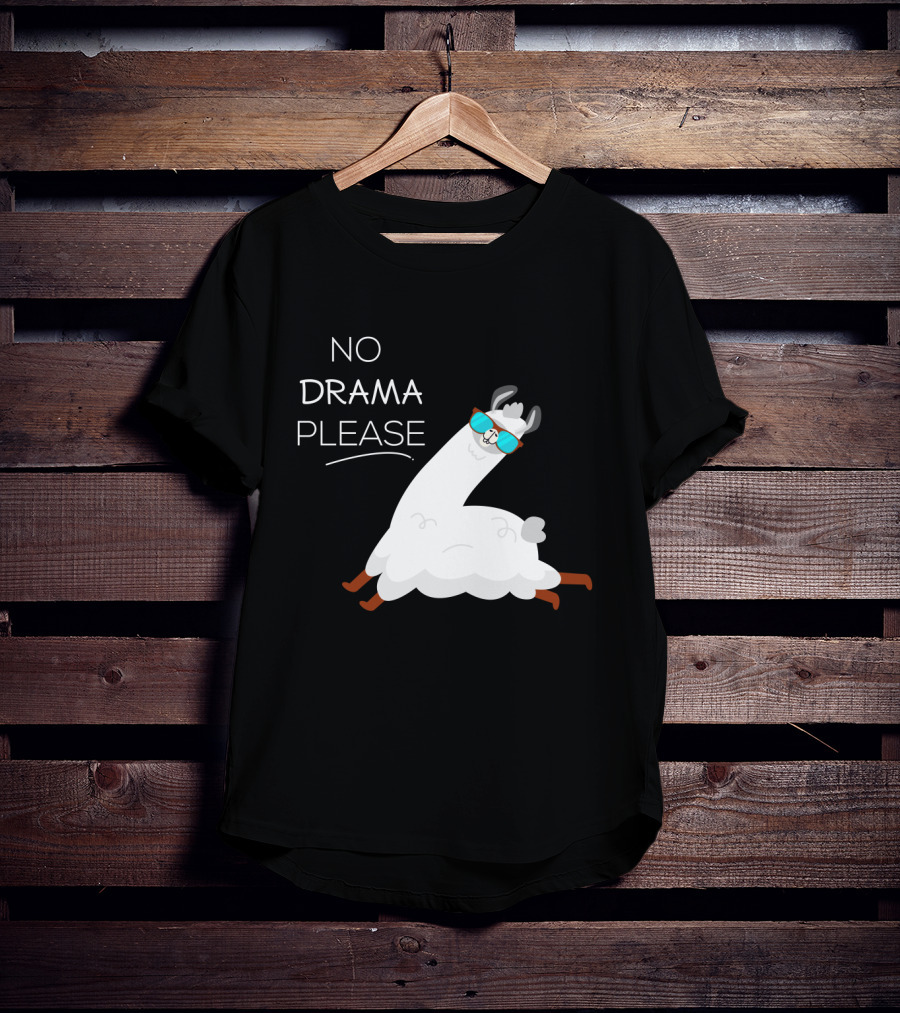 No Drama Please Cool Llama With Sunglasses T-Shirt