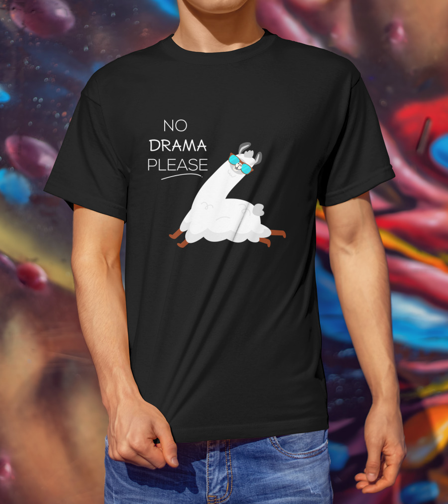 No Drama Please Cool Llama With Sunglasses T-Shirt