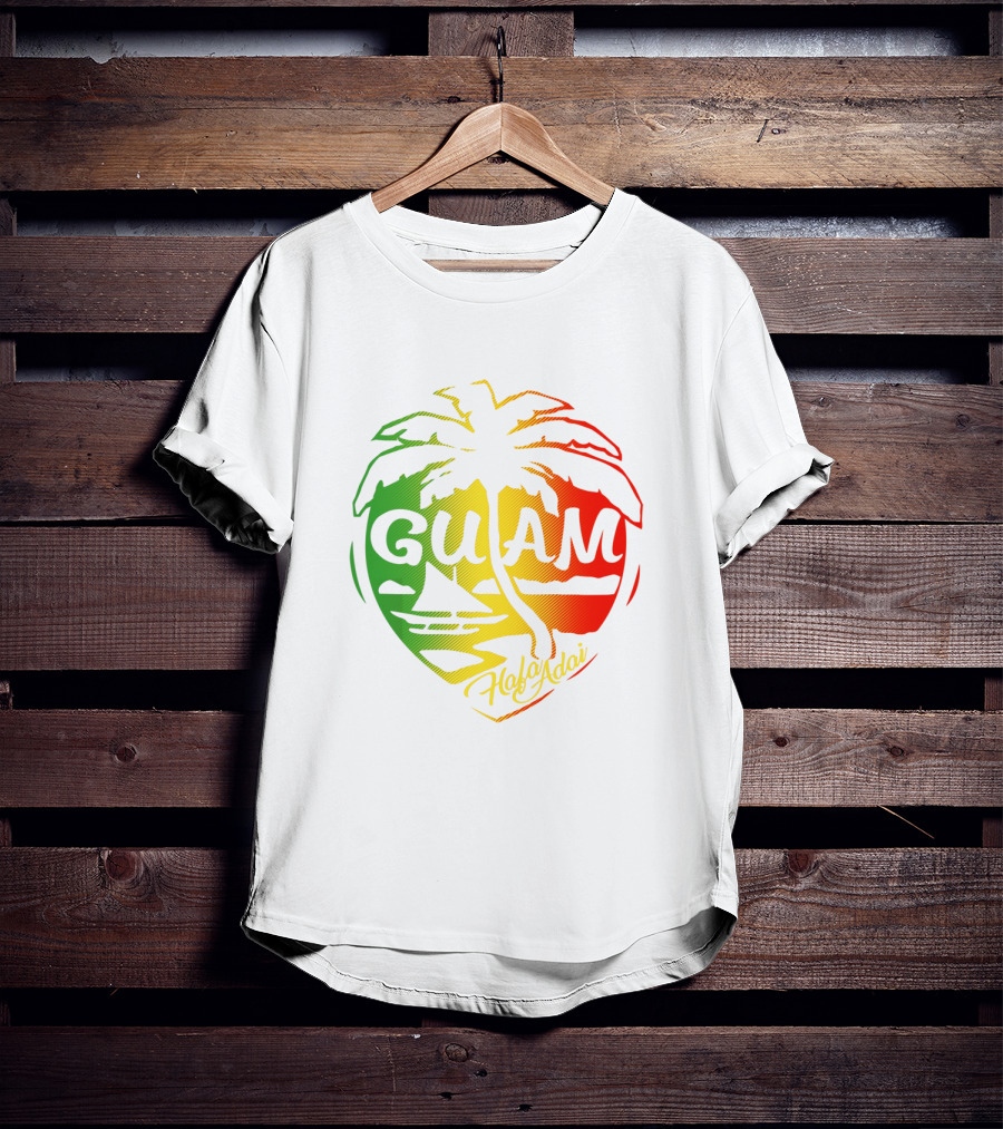 Guam Flag Islanders Pride Guamanian Chamorro History Hafa Adai Palm Tree Iconic T-Shirt