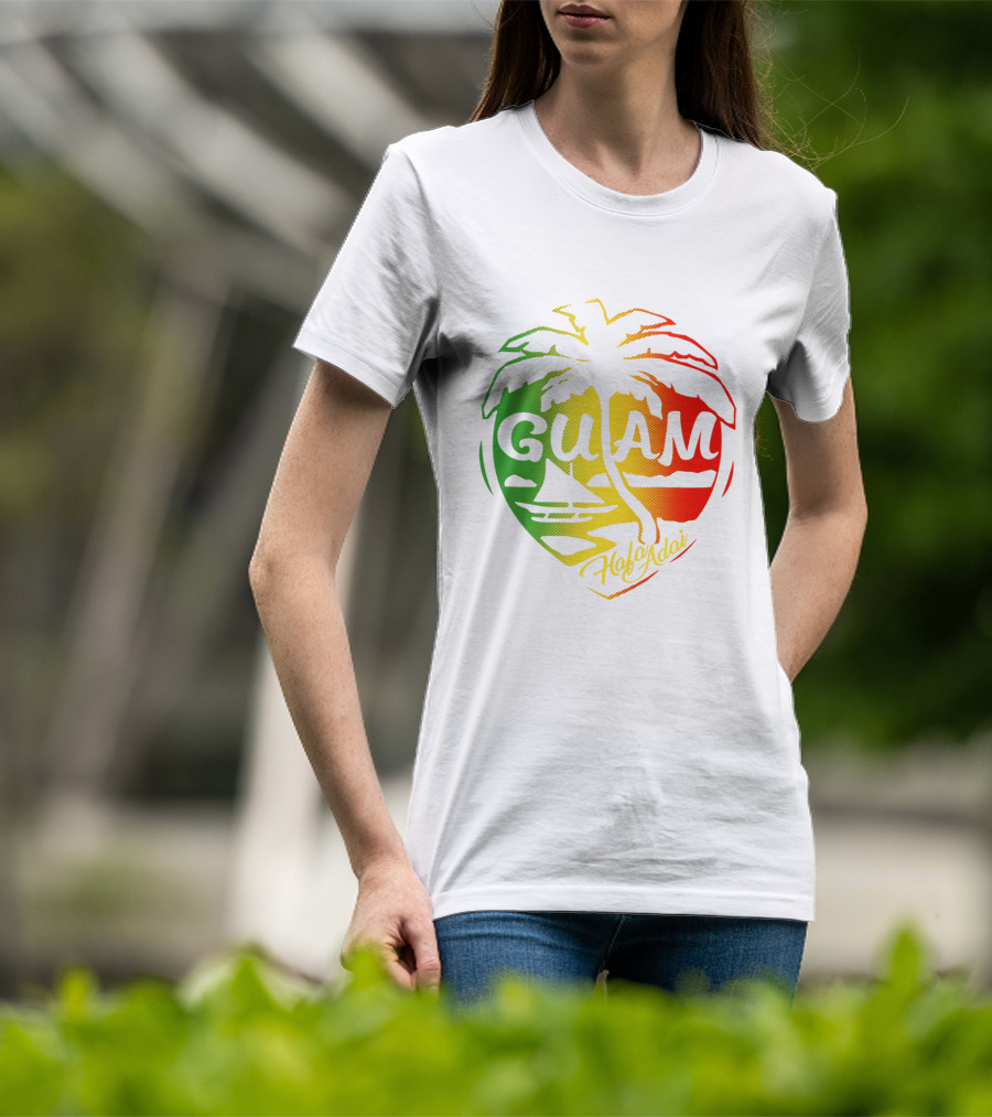 Guam Flag Islanders Pride Guamanian Chamorro History Hafa Adai Palm Tree Iconic T-Shirt