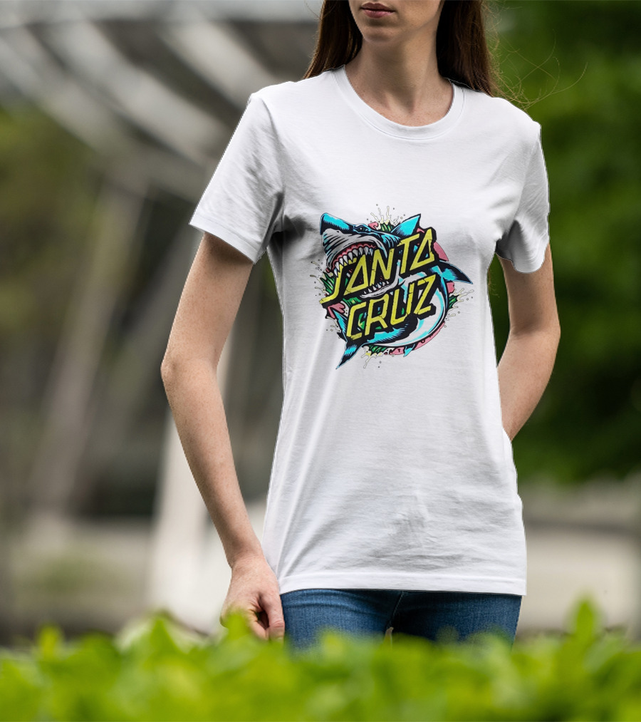 Santa Cruz Fierce Shark Graphic With Dynamic Text Burst T-Shirt
