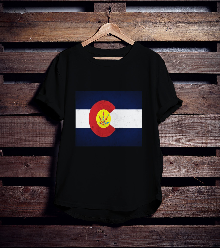 Colorado Flag Tie Dye Leaf Cannabis Symbol BlueWhiteRed T-Shirt
