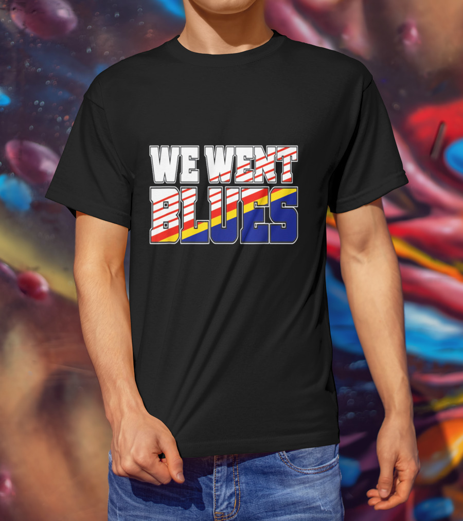 We Went Blues Patriotic Red White Blue Gold Stripes T-Shirt