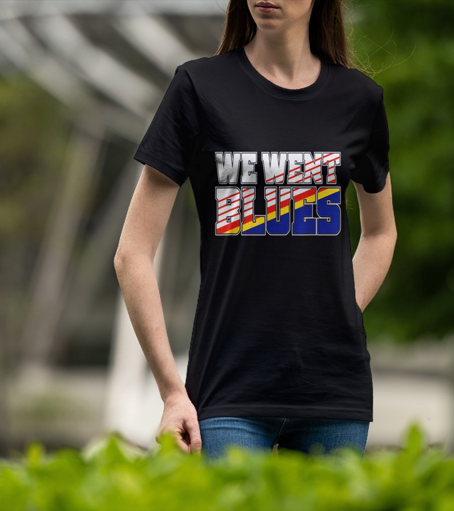 We Went Blues Patriotic Red White Blue Gold Stripes T-Shirt