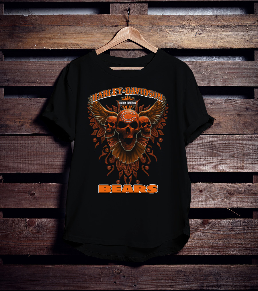 Harley Davidson Chicago Bears Nfl Motor Cycles T-Shirt