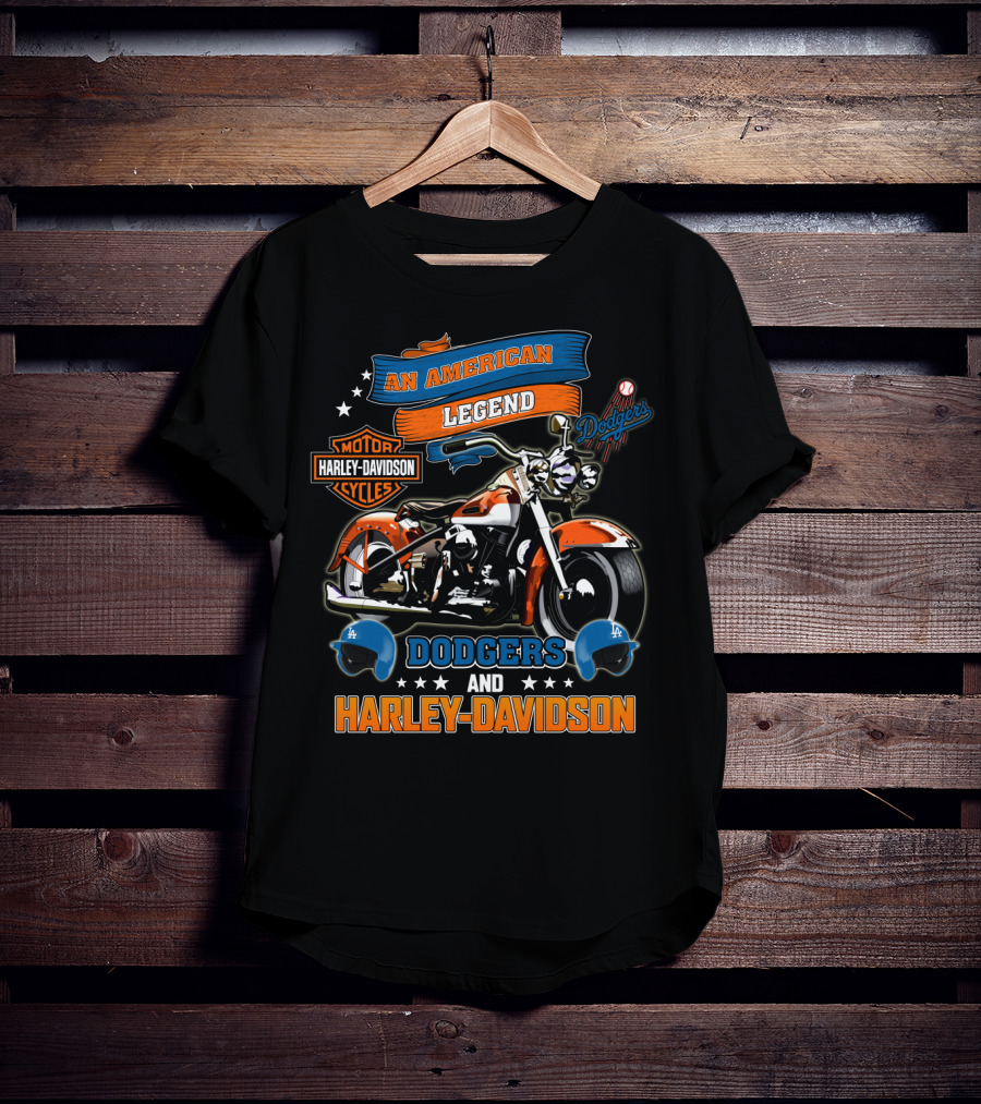 An American Legend Dodgers And Harley Davidson T-Shirt