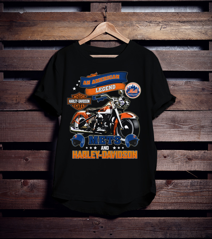 An American Legend Mets And Harley Davidson Motorcycles T-Shirt
