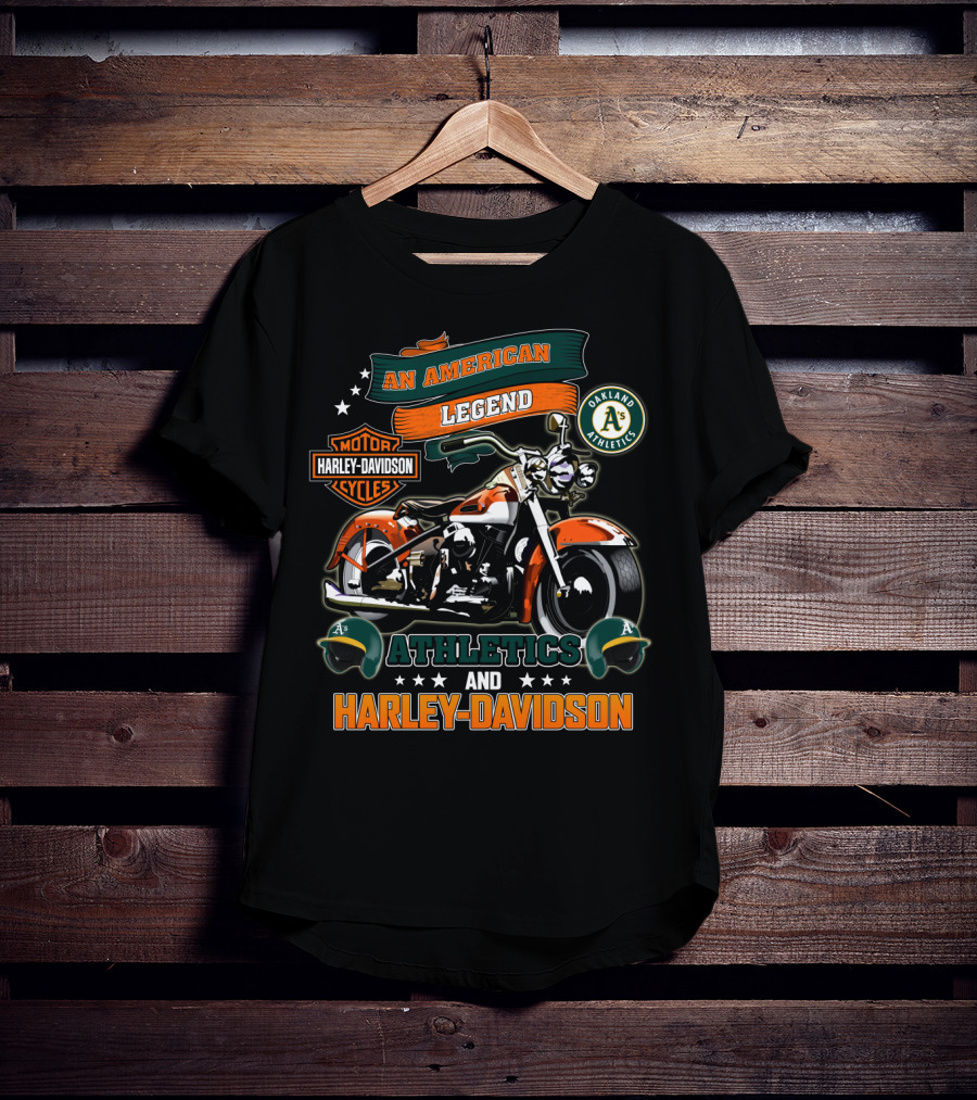An American Legend Oakland Athletics Harley Davidson Motorcycles T-Shirt