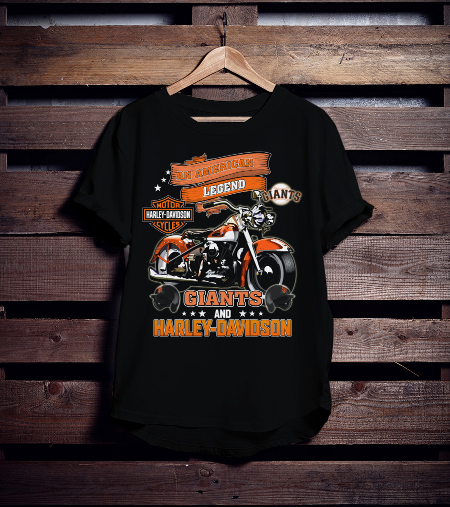 An American Legend Giants And Harley Davidson T-Shirt