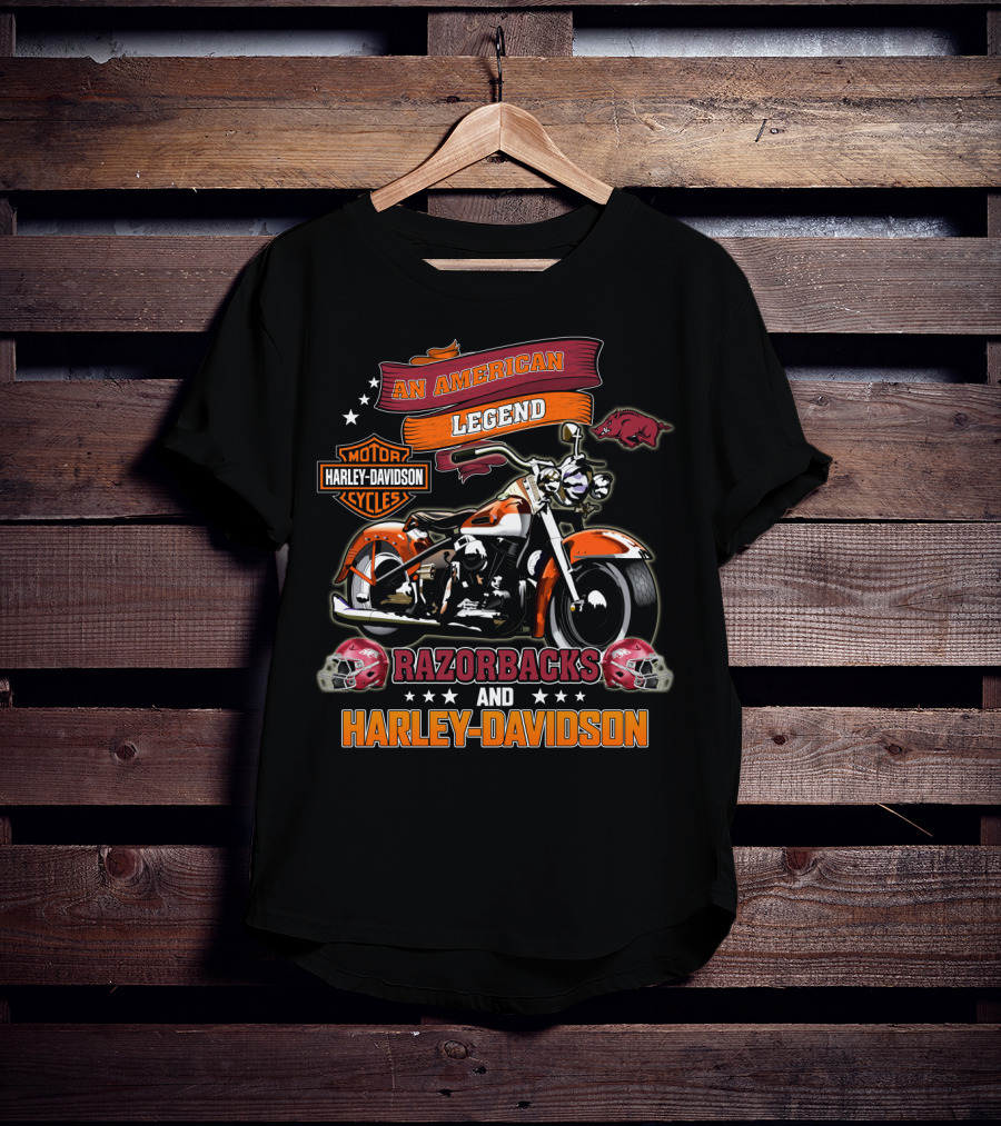 An American Legend Razorbacks And Harley Davidson Motor Cycles T-Shirt
