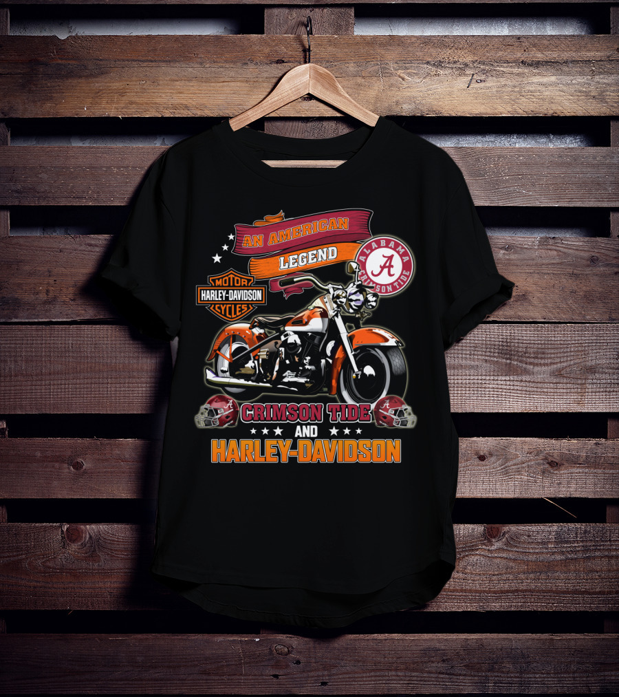 An American Legend Alabama Crimson Tide Harley Davidson Motorcycles T-Shirt