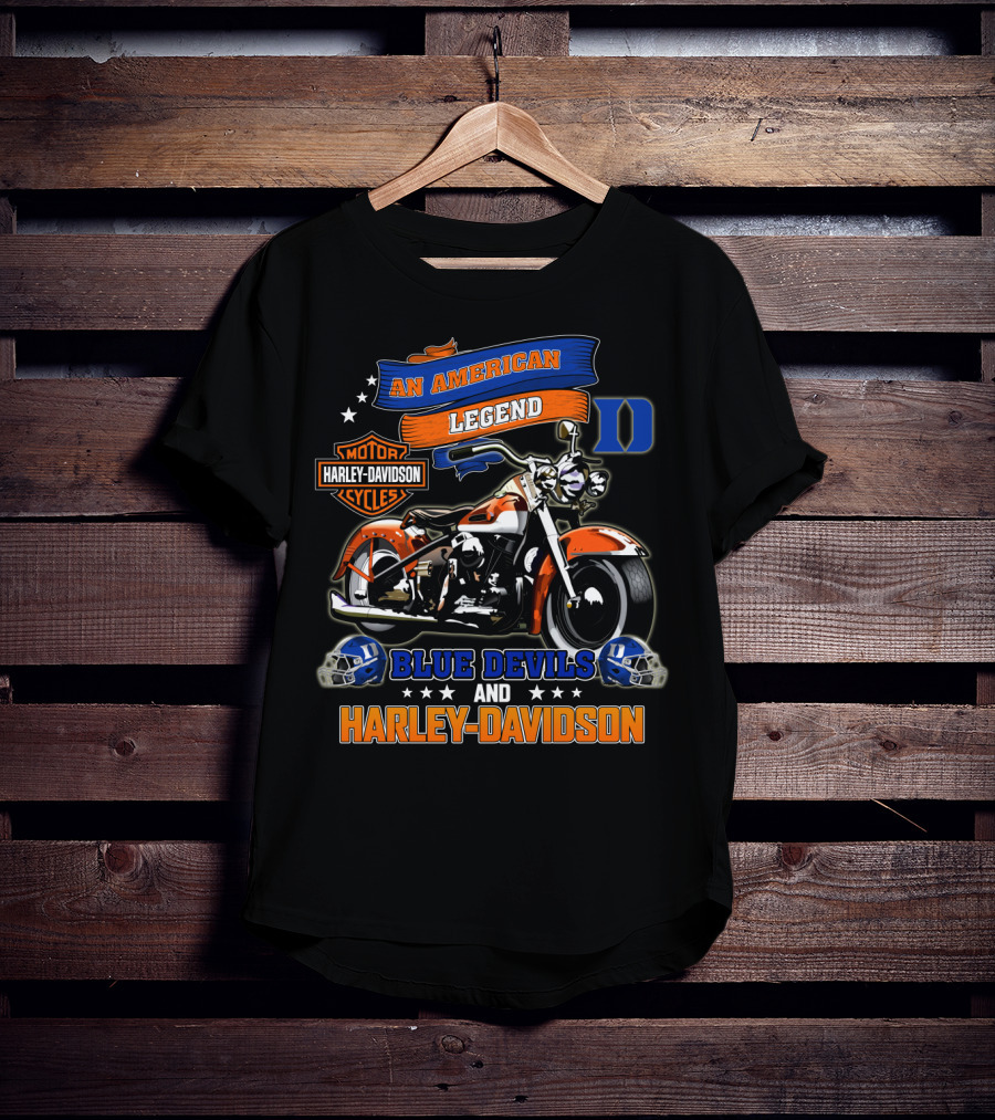 An American Legend Duke Blue Devils And Harley Davidson Motorcycles T-Shirt