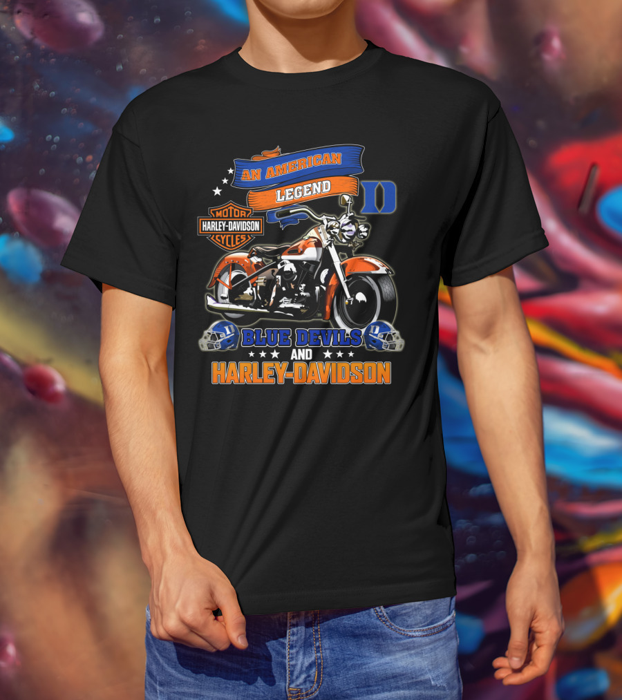 An American Legend Duke Blue Devils And Harley Davidson Motorcycles T-Shirt