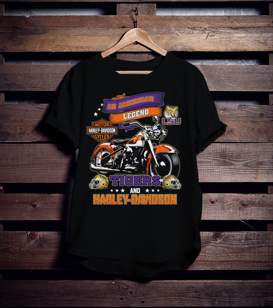 An American Legend Lsu Tigers And Harley Davidson Motorcycles T-Shirt