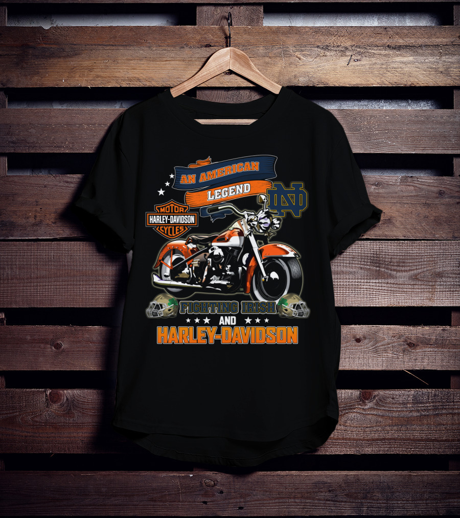 An American Legend Fighting Irish And Harley Davidson Notre Dame Nd T-Shirt