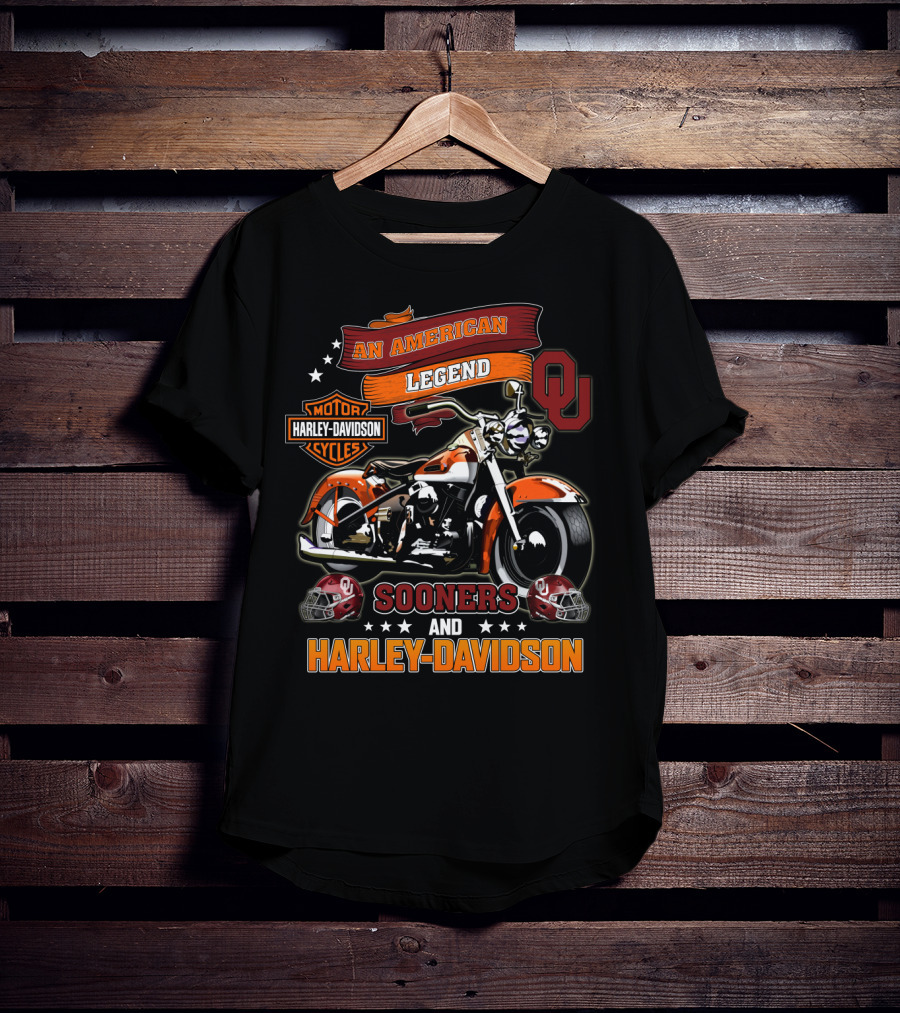 An American Legend Oklahoma Sooners And Harley Davidson Motorcycles T-Shirt