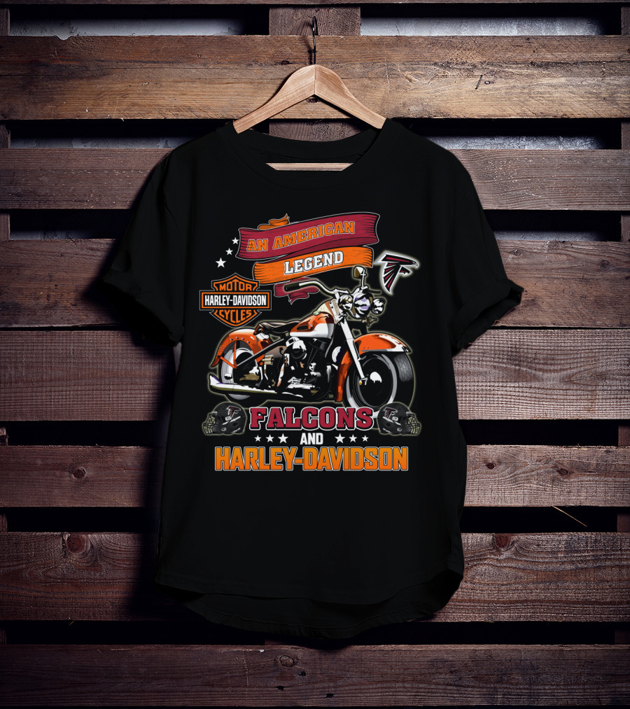 An American Legend Falcons And Harley Davidson Motor Cycles T-Shirt