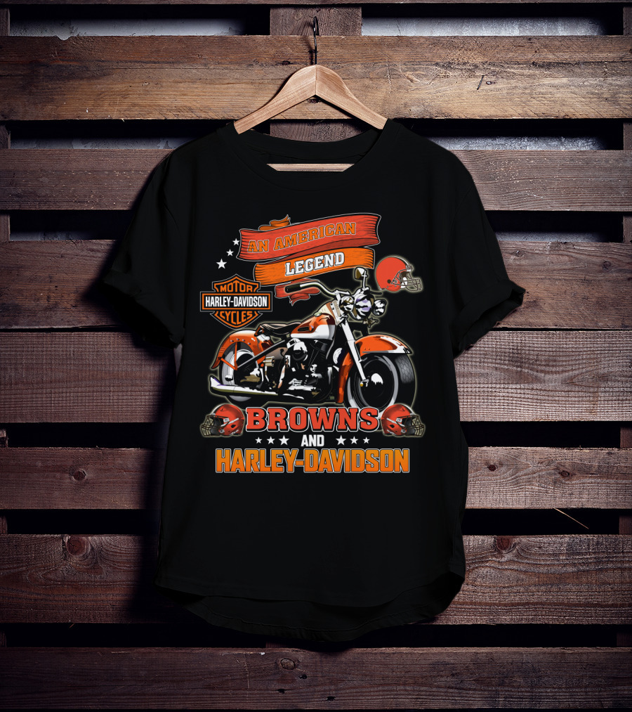 An American Legend Browns And Harley Davidson T-Shirt