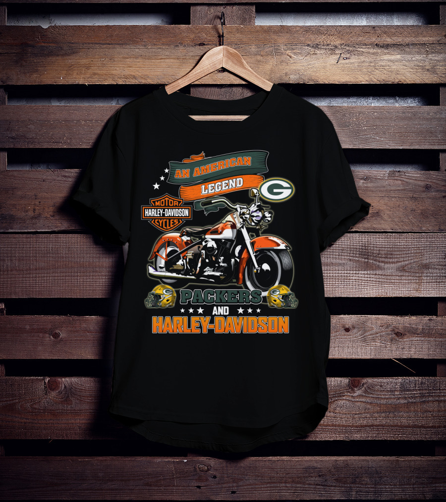 Green Bay Packers Harley Davidson An American Legend Packers And Harley Davidson T-Shirt