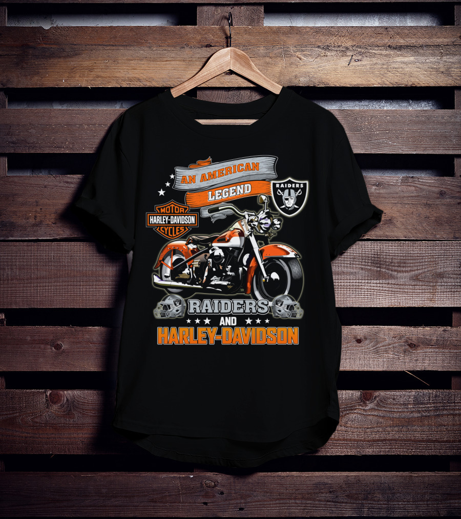 An American Legend Raiders And Harley Davidson T-Shirt