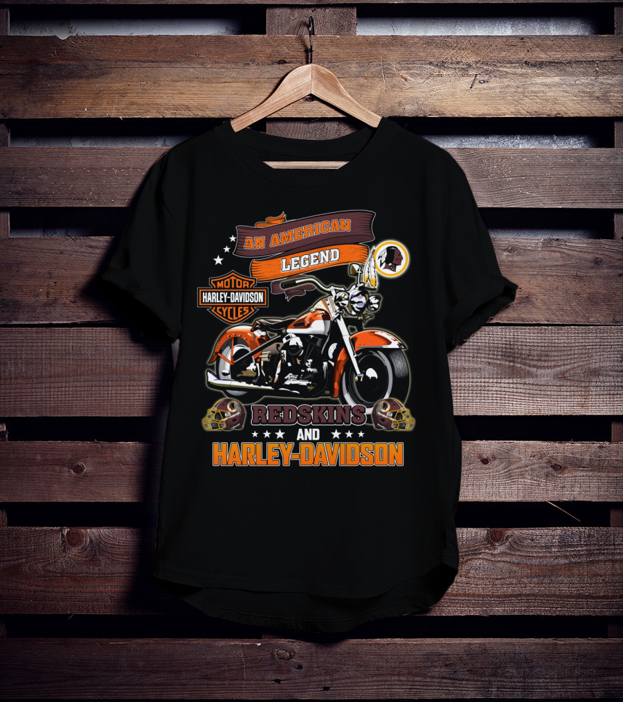 An American Legend Redskins And Harley Davidson Motor Cycles T-Shirt