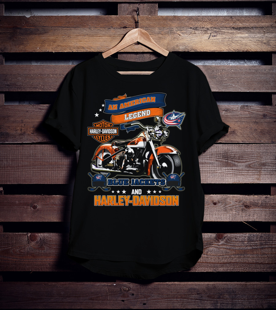 Columbus Blue Jackets An American Legend Harley Davidson Nhl T-Shirt