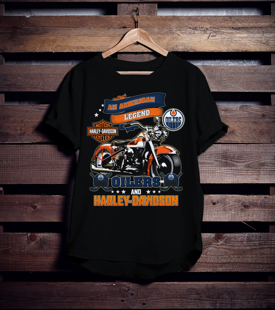 An American Legend Oilers And Harley Davidson Motor Oilers Cycles T-Shirt