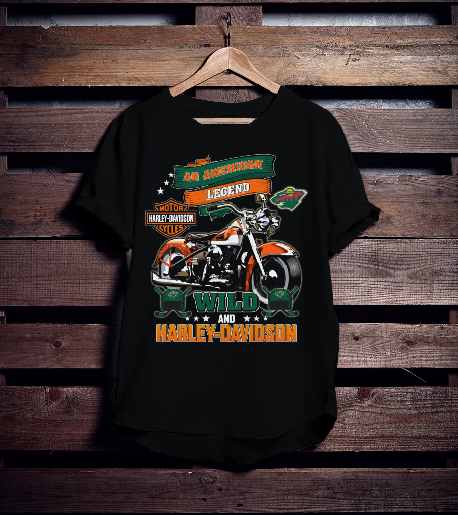 An American Legend Minnesota Wild And Harley Davidson Nhl T-Shirt