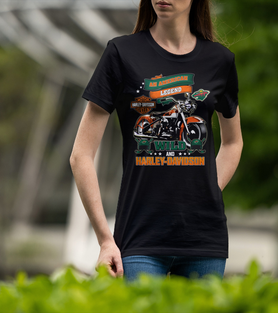 An American Legend Minnesota Wild And Harley Davidson Nhl T-Shirt