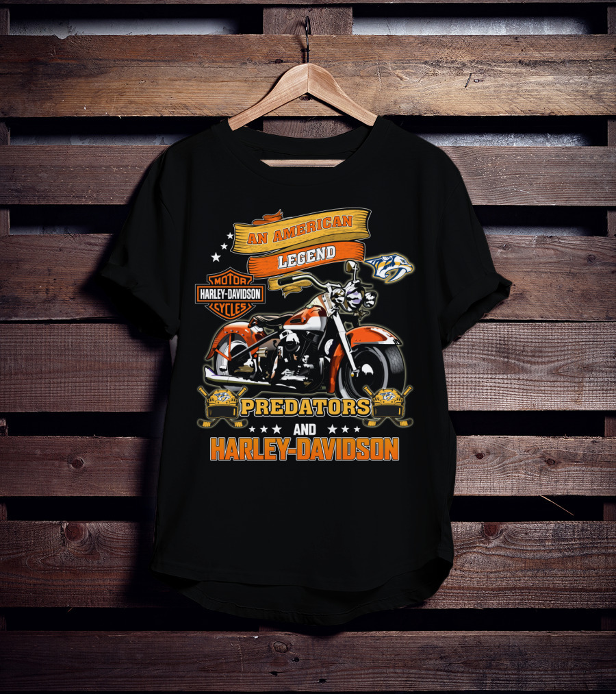 Nashville Predators And Harley Davidson An American Legend Motor Cycles T-Shirt