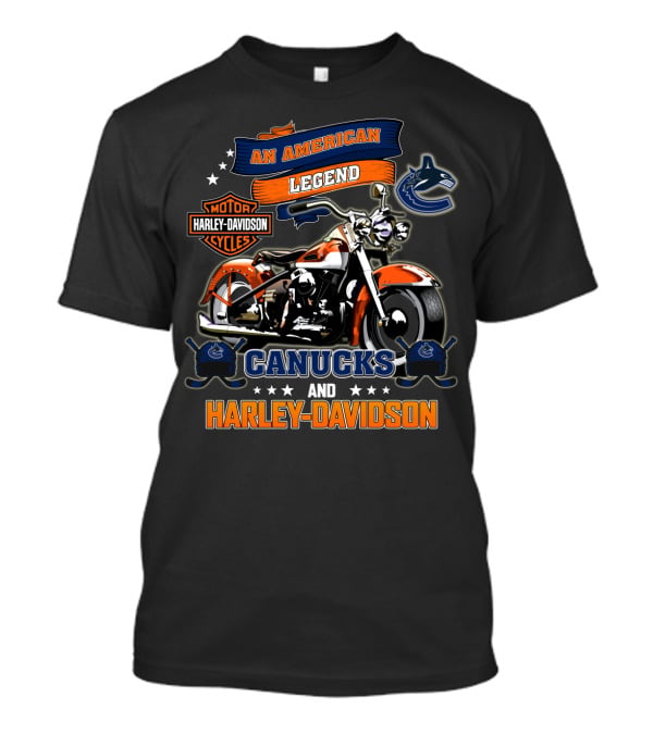 An American Legend Vancouver Canucks And Harley Davidson T-Shirt