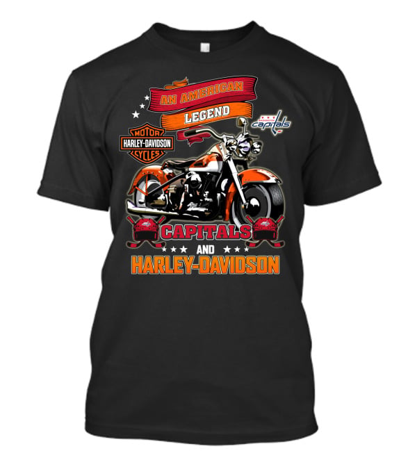 An American Legend Washington Capitals And Harley Davidson Motor Cycles T-Shirt