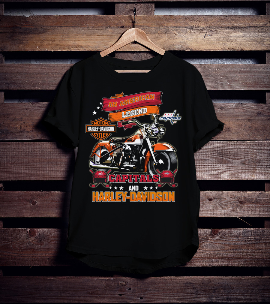 An American Legend Washington Capitals And Harley Davidson Motor Cycles T-Shirt