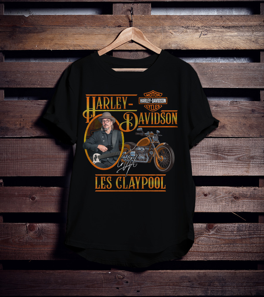 Harley Davidson Les Claypool Motorcycles Logo Bass Guitar T-Shirt