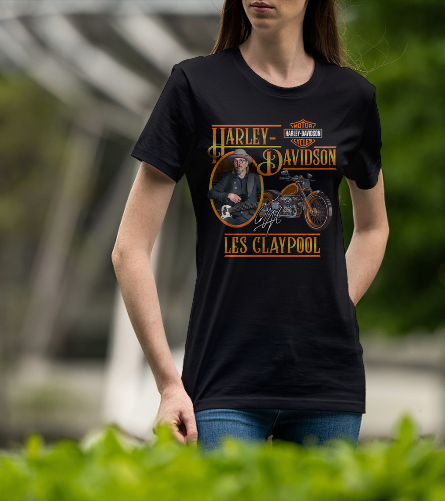 Harley Davidson Les Claypool Motorcycles Logo Bass Guitar T-Shirt
