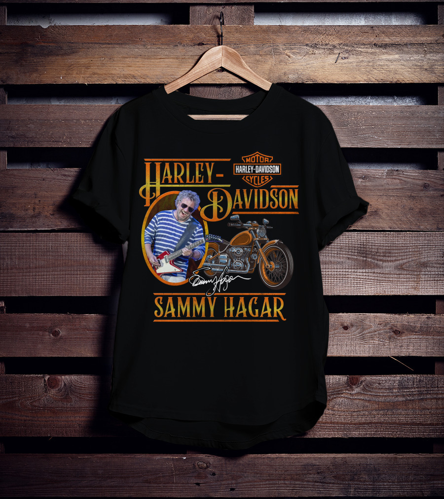 Harley Davidson Sammy Hagar Motor Cycles Signature Guitar Motorcycle T-Shirt