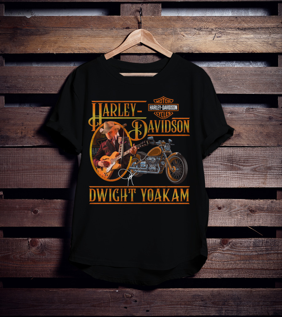 Harley Davidson Dwight Yoakam Motor Cycles Vintage Guitar T-Shirt