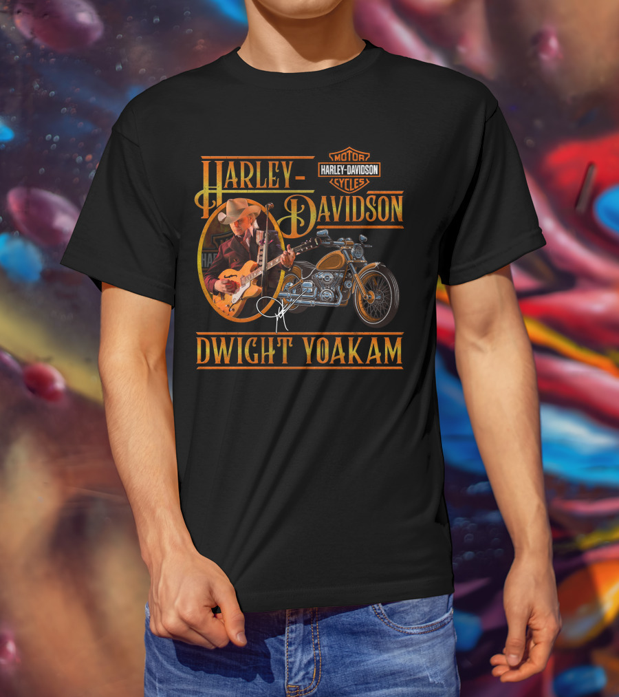Harley Davidson Dwight Yoakam Motor Cycles Vintage Guitar T-Shirt