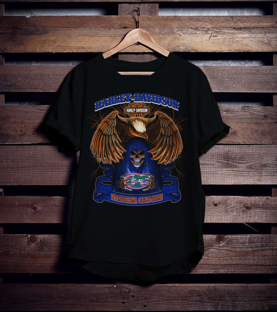 Harley Davidson Eagle Skull Florida Gators Ncaa T-Shirt