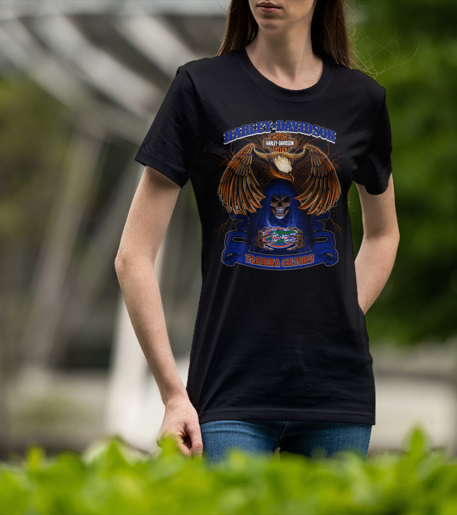 Harley Davidson Eagle Skull Florida Gators Ncaa T-Shirt