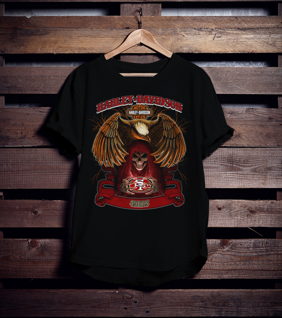 Harley Davidson 49ers Nfl Skull And Eagle T-Shirt
