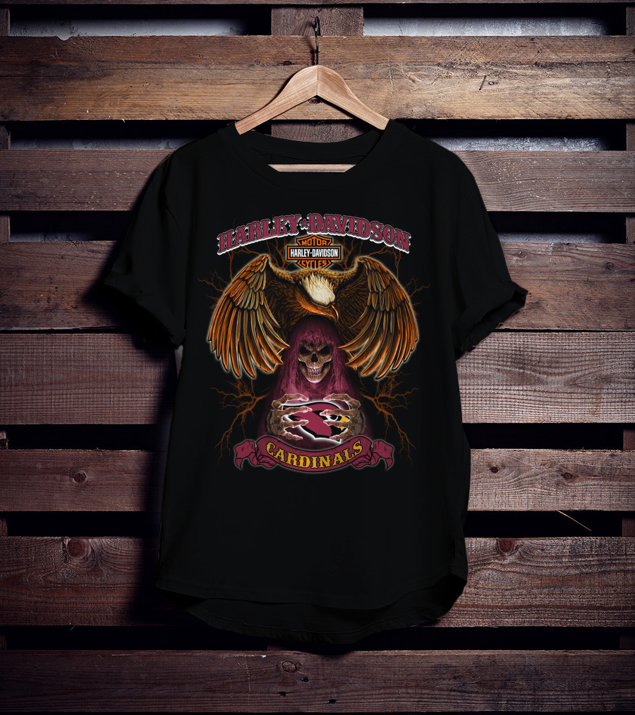 Harley Davidson Motor Cycles Eagle Skull Cardinals Arizona Nfl T-Shirt