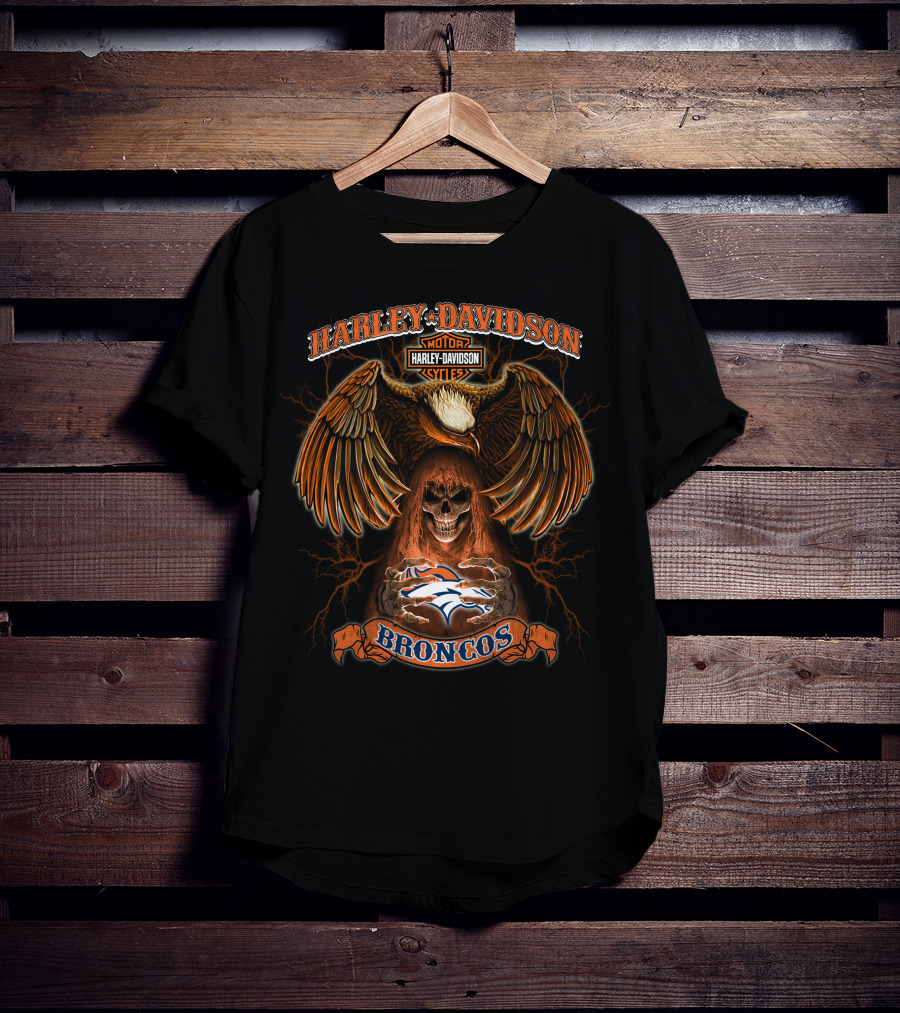 Harley Davidson Motor Cycles Broncos Denver Broncos Nfl T-Shirt