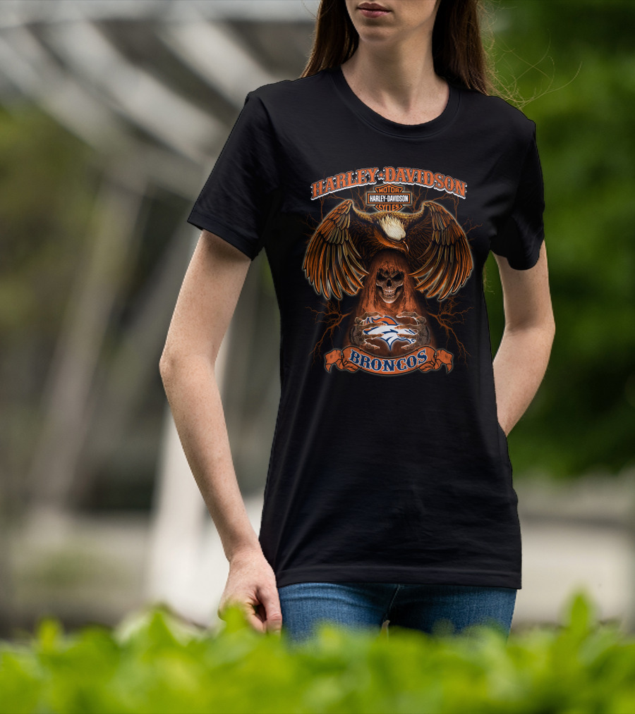 Harley Davidson Motor Cycles Broncos Denver Broncos Nfl T-Shirt
