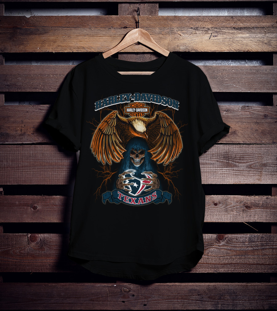 Harley Davidson Texans Nfl Hl01 Skeleton Eagle T-Shirt