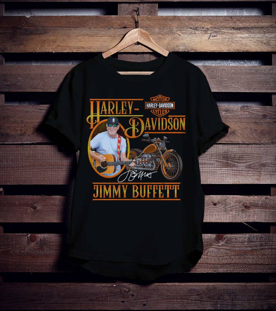 Harley Davidson Jimmy Buffett Motorcycle With Guitar And Signature T-Shirt